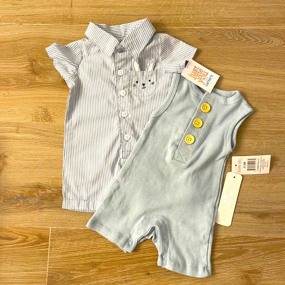 NWT Baby Boy Bundle Newborn Onesie Blue Outfits